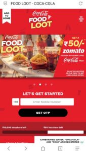 Coca Cola Food Loot Zomato Voucher offer Redeem,