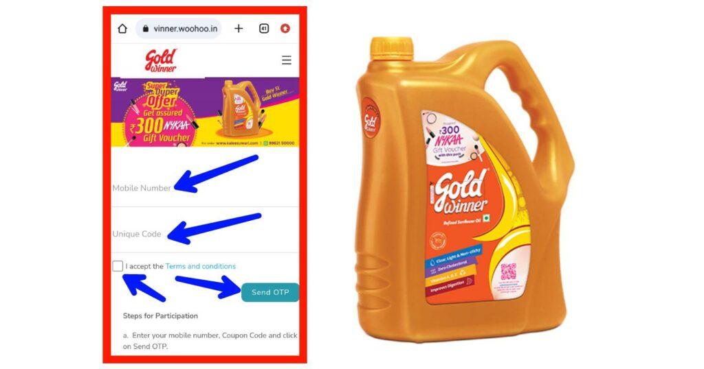 Gold Winner 5L Oil 300rs. Nykaa Free Gift Voucher Offer Redeem, How to Redeem Gold Winner 5L Oil 300rs. Nykaa Free Gift Voucher Offer in 2023,